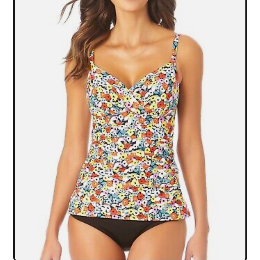 Anne Cole Floral Multicolor Tankini Top